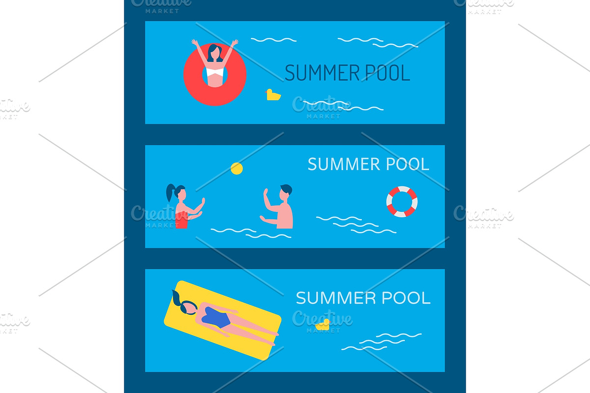 Summer Pool Poster Text Set Vector in Illustrations - product preview 8