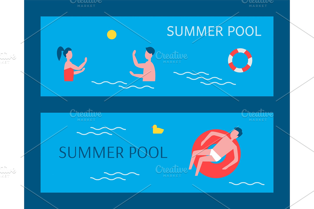 Summer Pool Posters Swimming Vector in Illustrations - product preview 8