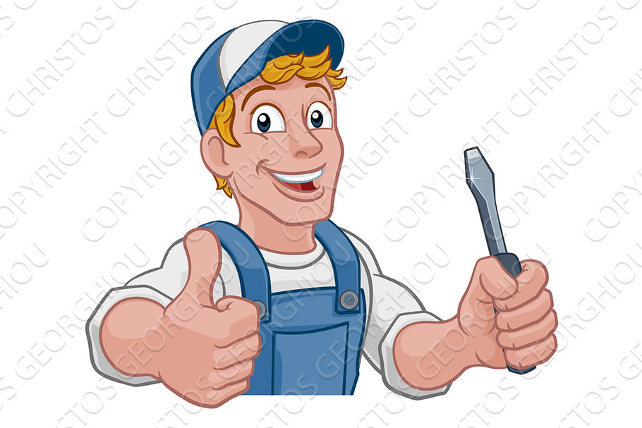 Electrician Cartoon Handyman Plumber