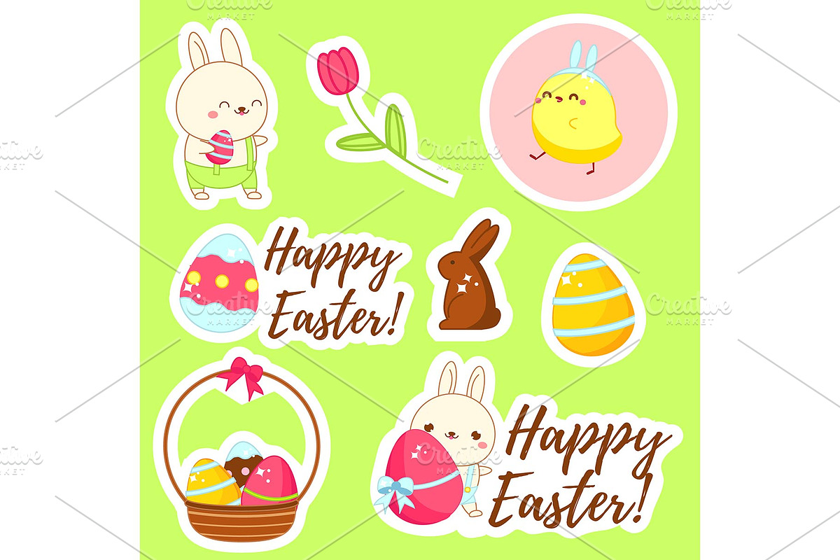 Cute Easter stickers in Graphics - product preview 8