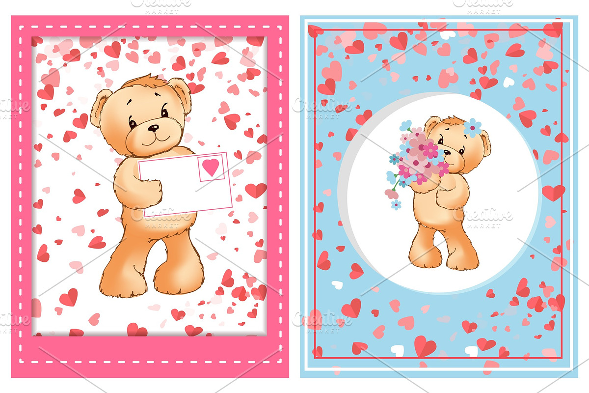 Valentine Furry Bear with Flower and in Illustrations - product preview 8