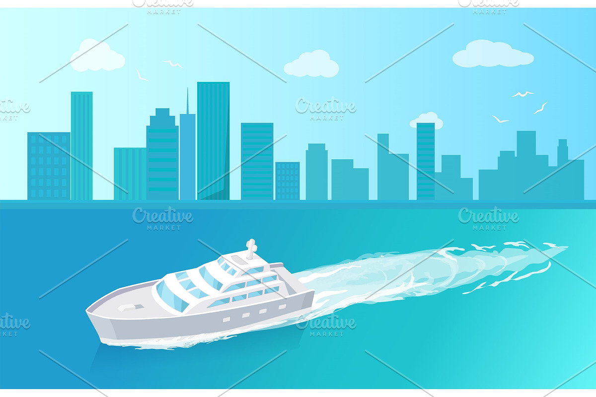 Passenger Liner Marine Travel Vessel in Illustrations - product preview 8