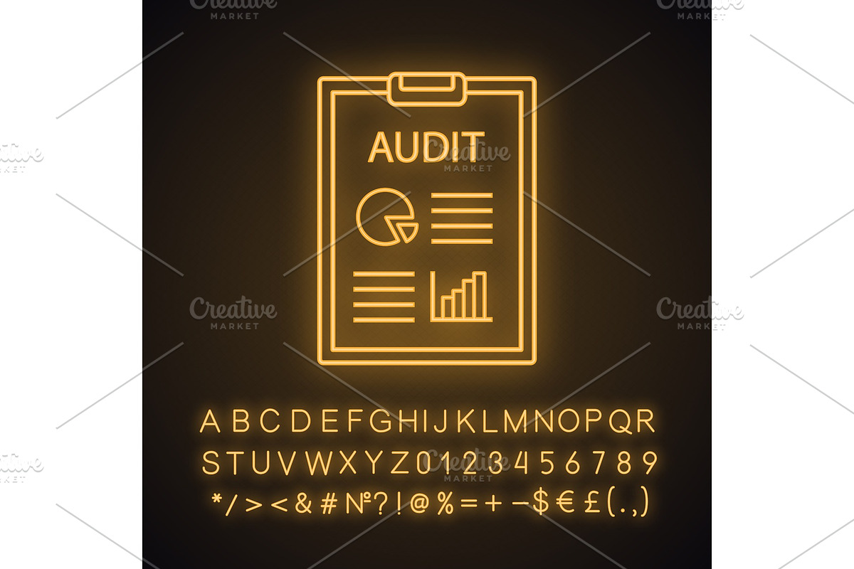 Audit neon light icon in Icons - product preview 8