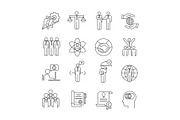 Business ethics linear icons set