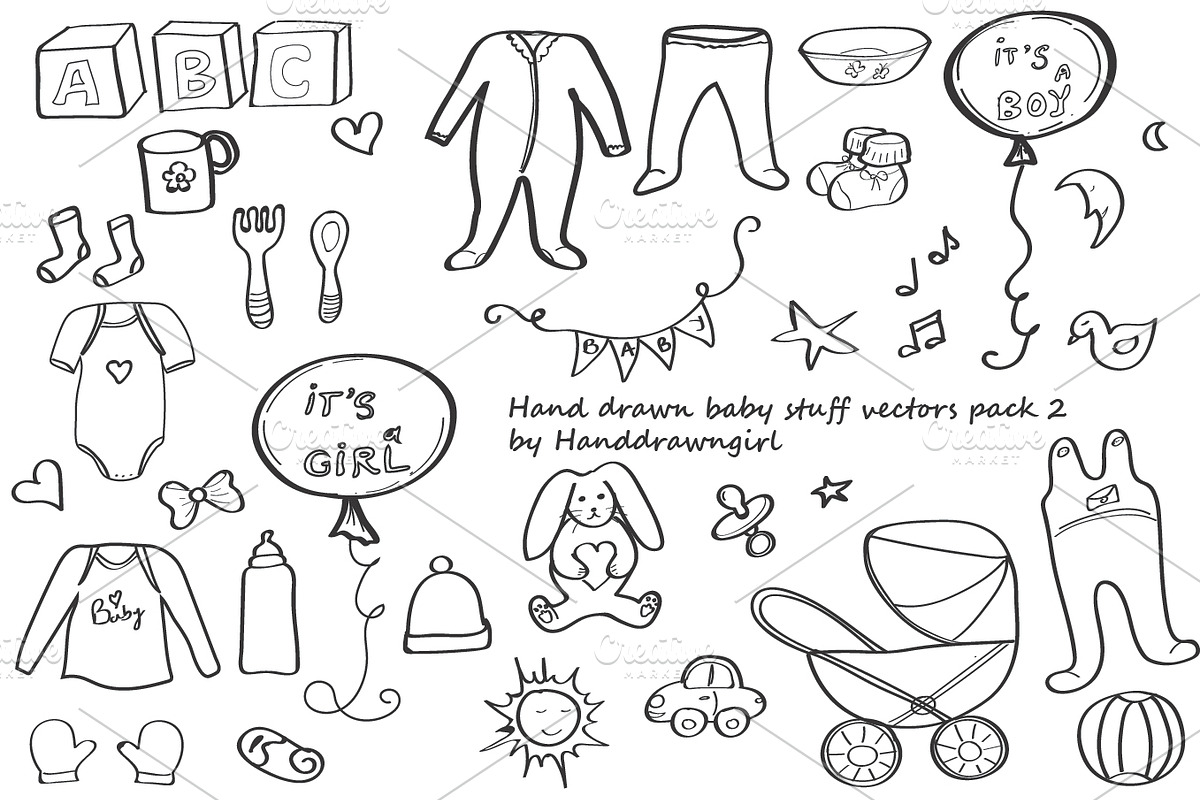 Hand drawn baby stuff vectors pack 2 in Objects - product preview 8