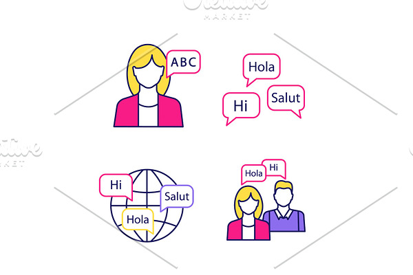 Foreign language learning icons