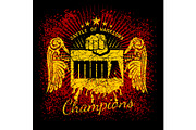 MMA labels on grunge background