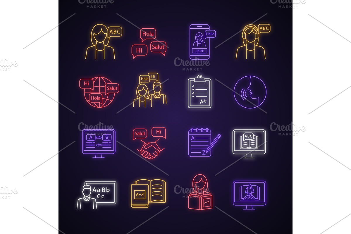 Foreign language learning icons set in Icons - product preview 8