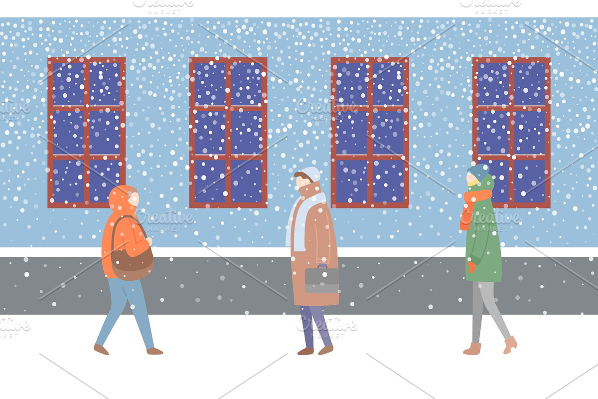 Wintertime Couples of People Walking in Illustrations - product preview 8