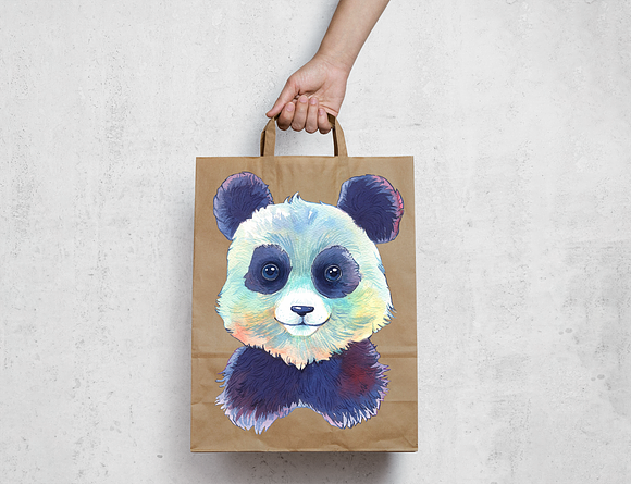 Sweet panda watercolor clipart in Illustrations - product preview 4