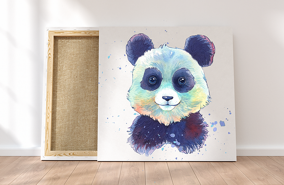 Sweet panda watercolor clipart in Illustrations - product preview 5