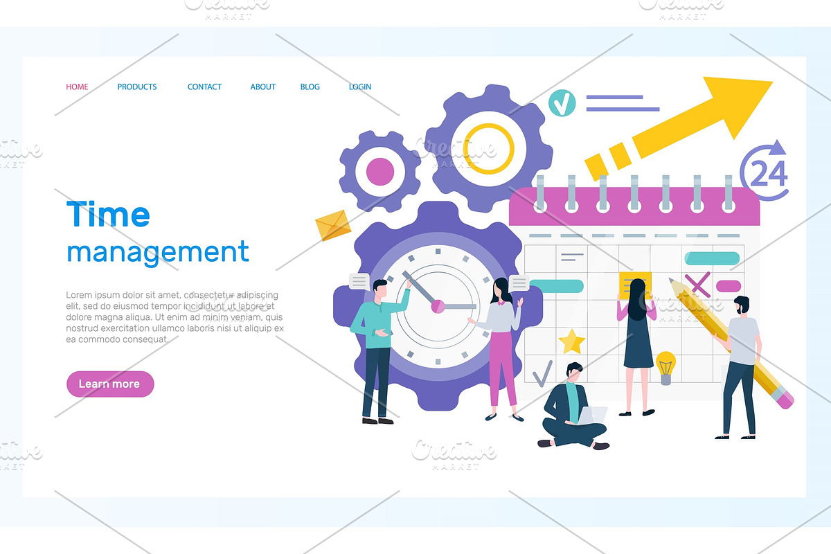 Time Management, Organizer and Clock in Illustrations - product preview 8