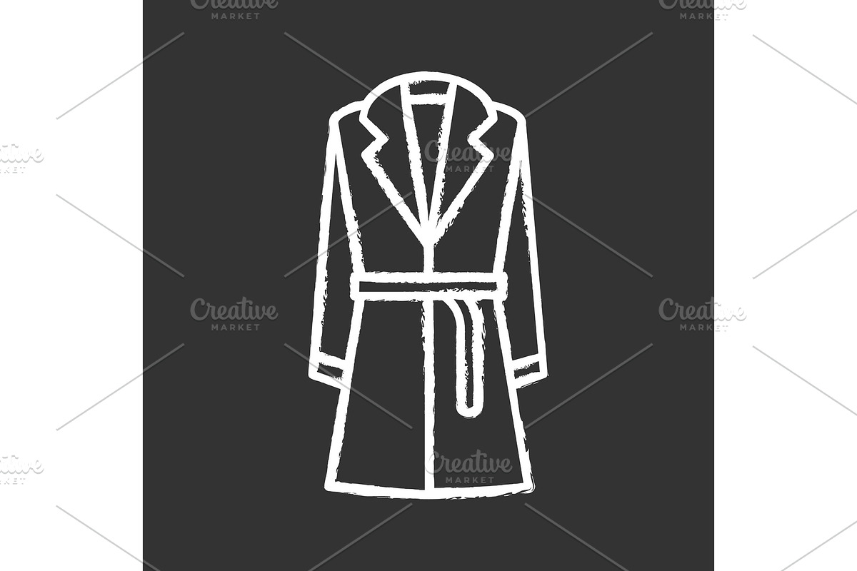 Trench coat with belt chalk icons in Icons - product preview 8