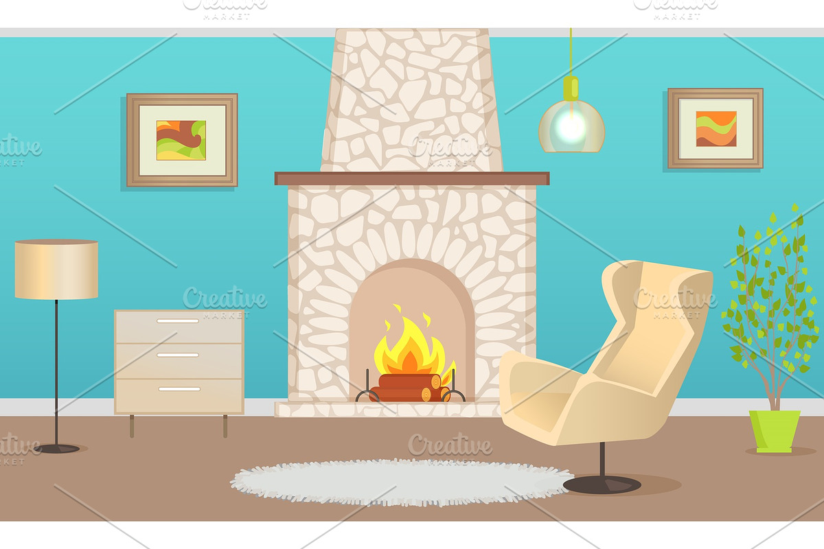 Interior of Flat with Chimney and in Illustrations - product preview 8