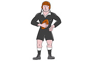 Vintage Rugby Player Holding Ball St