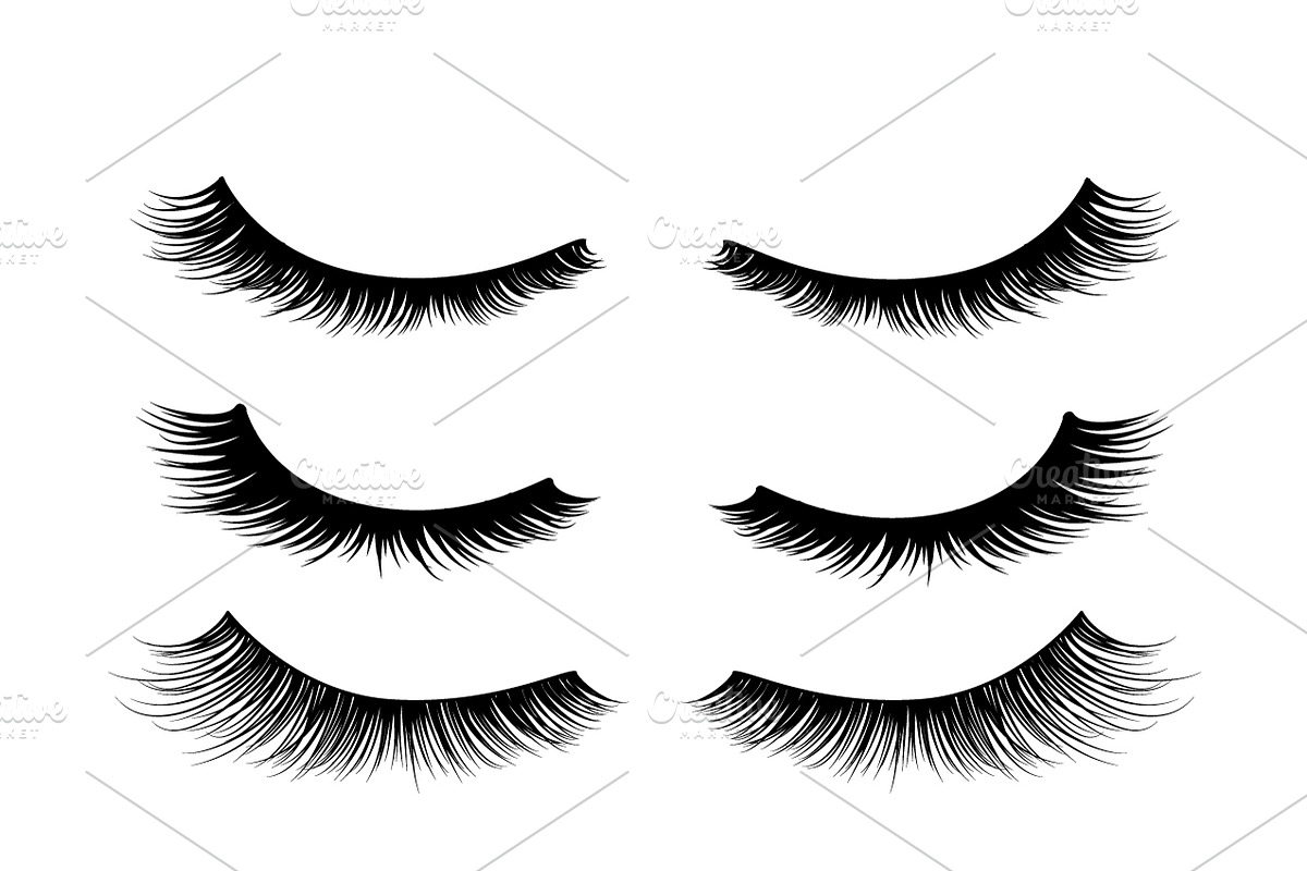Black realistic detailed eyelashes in Objects - product preview 8