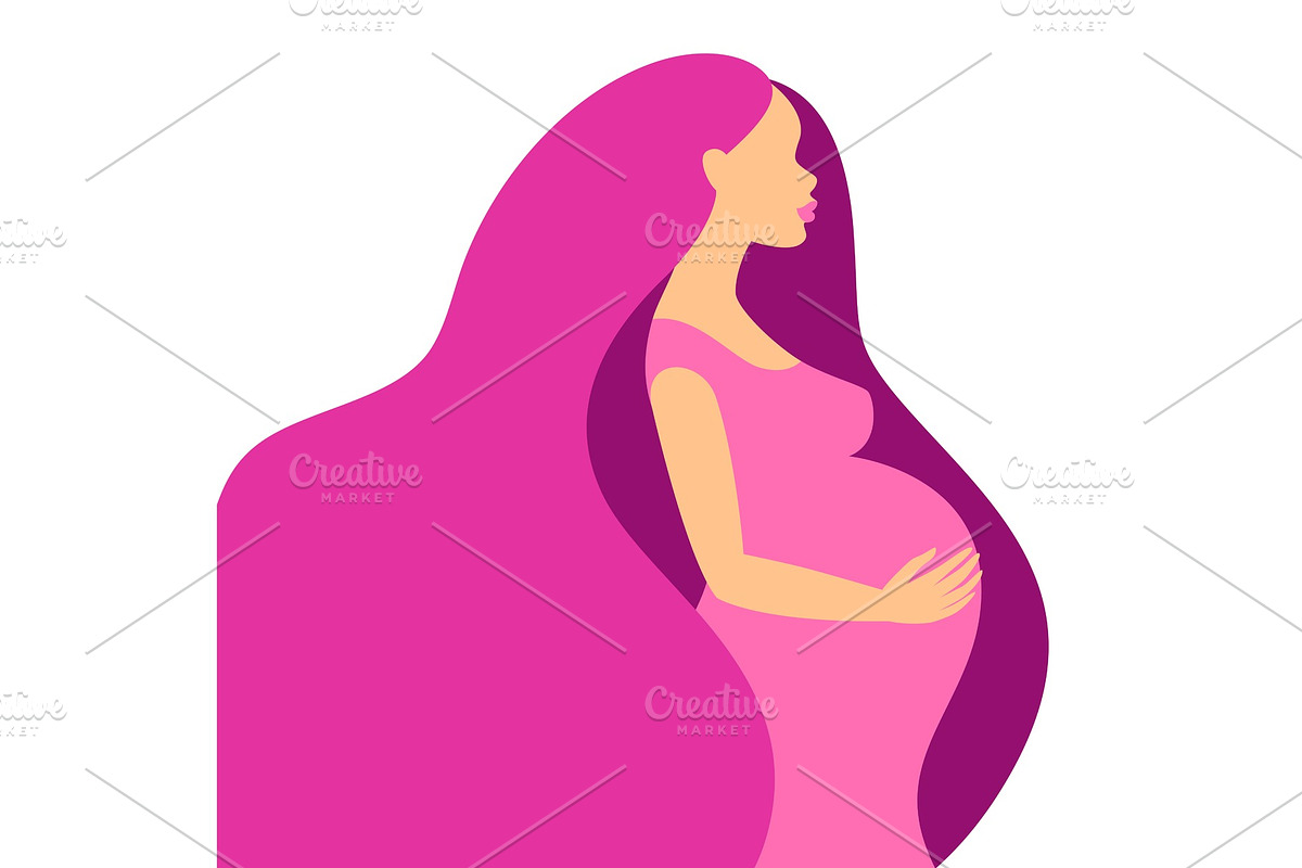 Happy pregnancy. Pretty pregnant in Illustrations - product preview 8