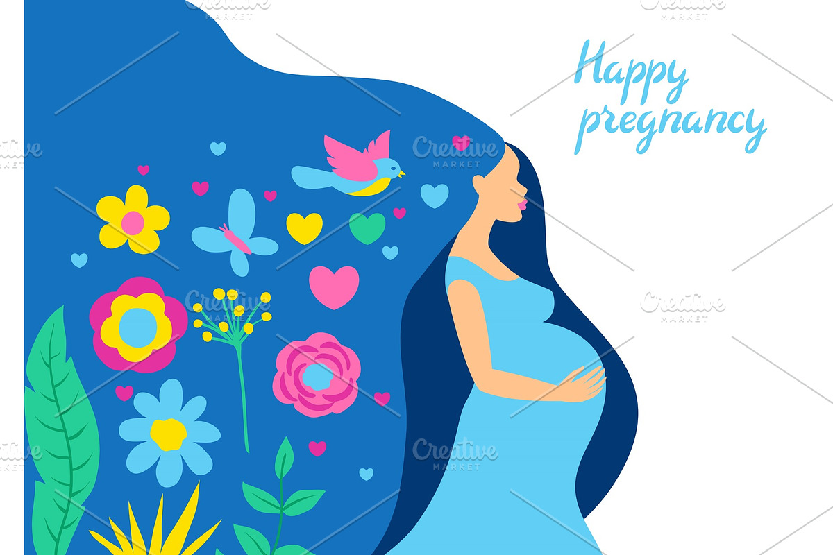 Happy pregnancy. Pretty pregnant in Illustrations - product preview 8