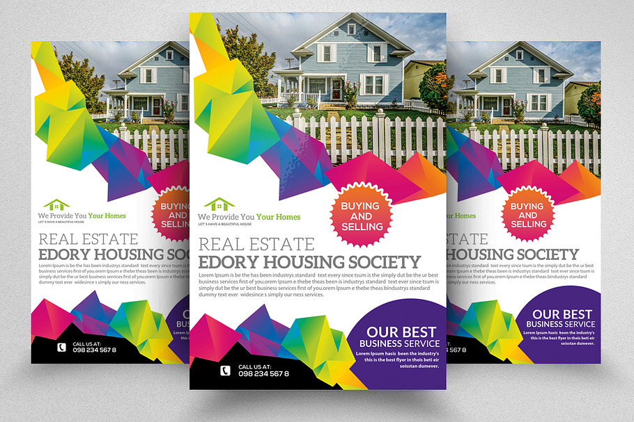 Real Estate Low Poly Style Flyers in Flyer Templates - product preview 8