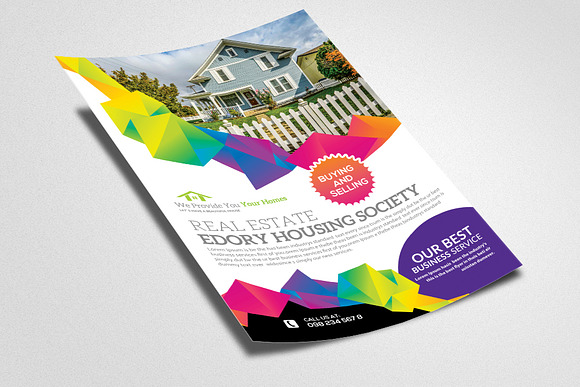 Real Estate Low Poly Style Flyers in Flyer Templates - product preview 1