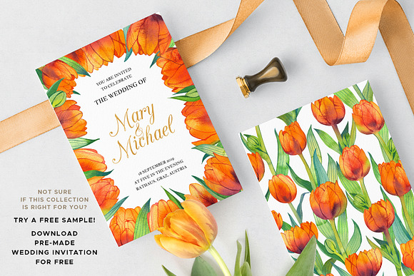 Fiery Tulips Watercolor Collection in Illustrations - product preview 10