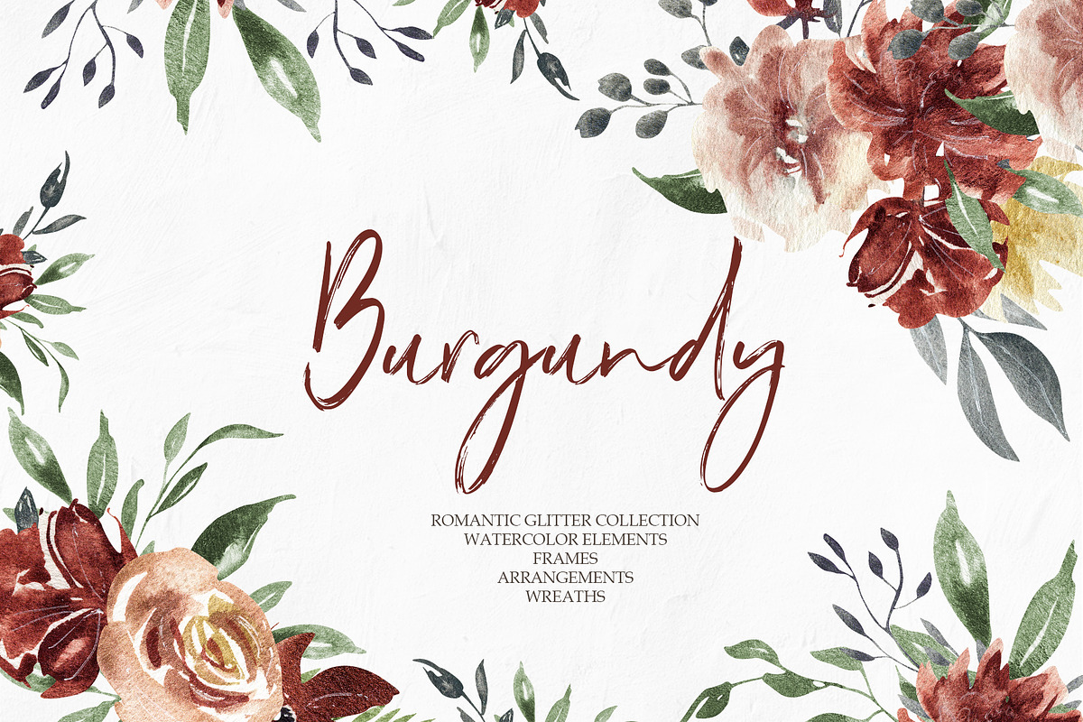 Burgundy Elegant Graphic Collection in Illustrations - product preview 8