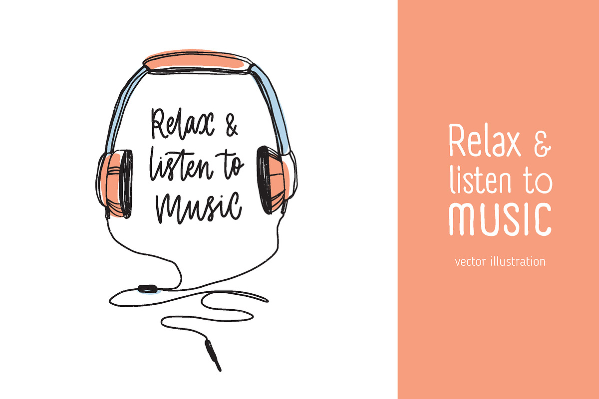 Relax and listen to music in Illustrations - product preview 8