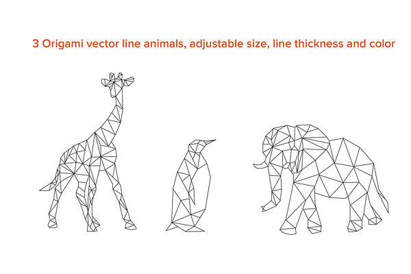 Origami animals vector line
