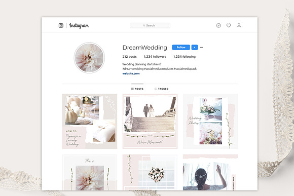 Elegant Wedding Social Media Pack in Social Media Templates - product preview 3