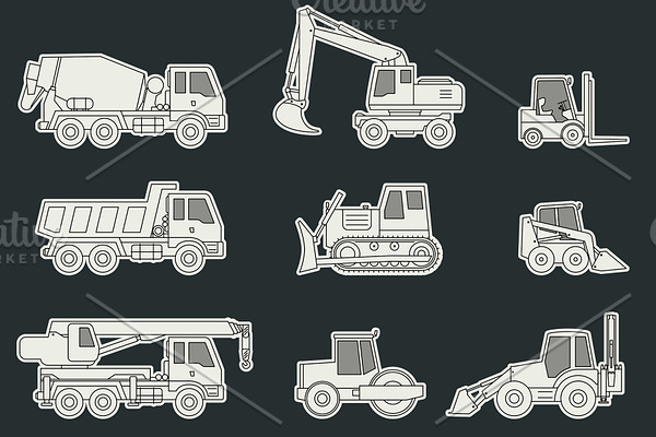 Construction machinery icons.