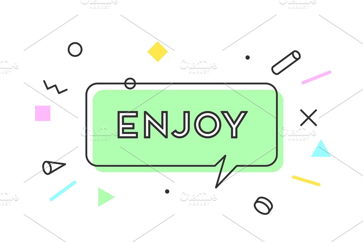Enjoy. Banner, speech bubble, poster in Illustrations - product preview 8