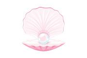 Vector seashell with pearl