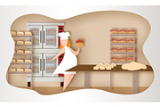 Pregnant woman working in bakery