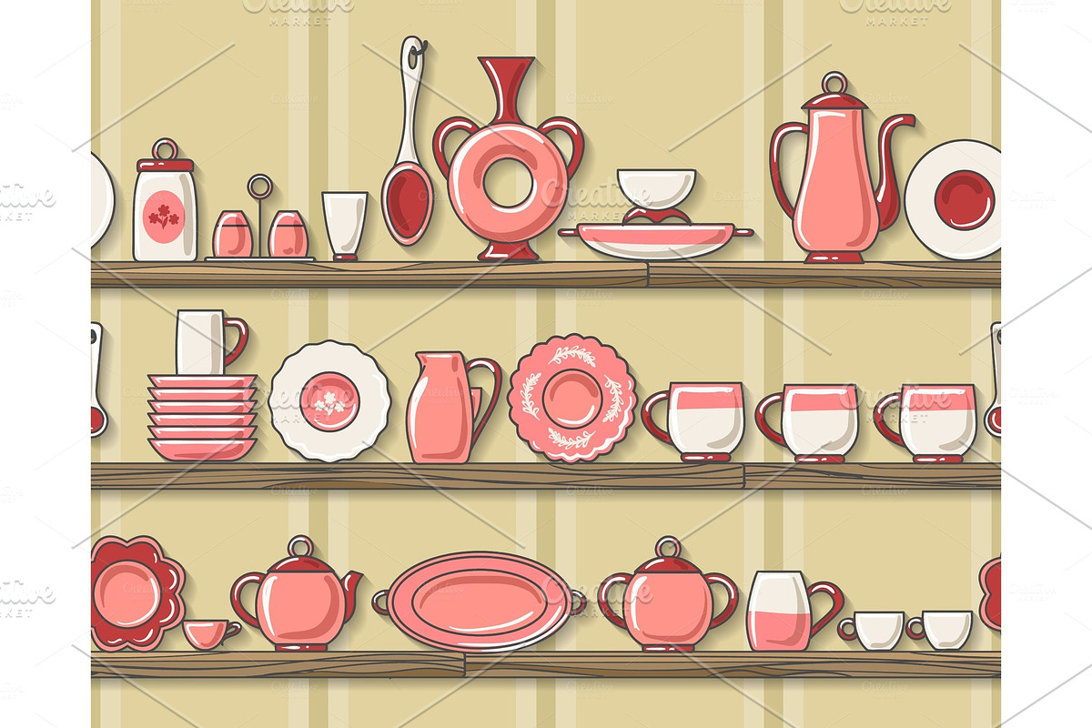 Rustic kitchen seamless pattern in Illustrations - product preview 8