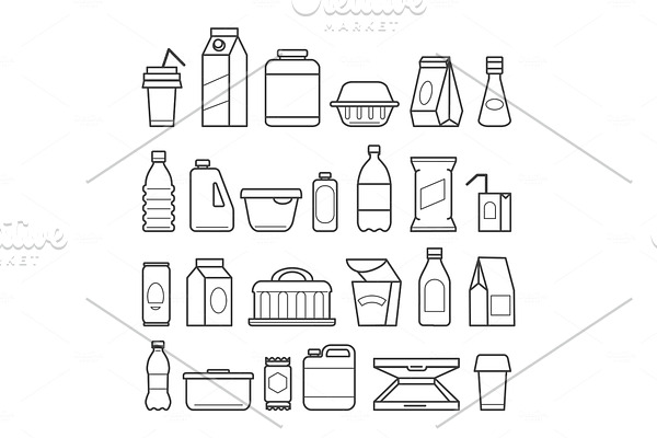 Food package line icons