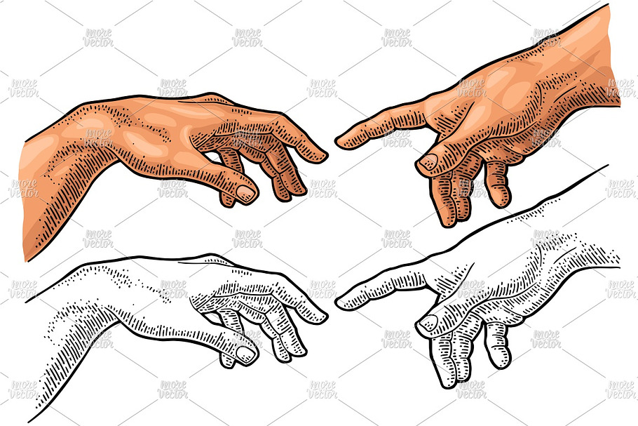 Male finger pointing touch god hand in Illustrations - product preview 8