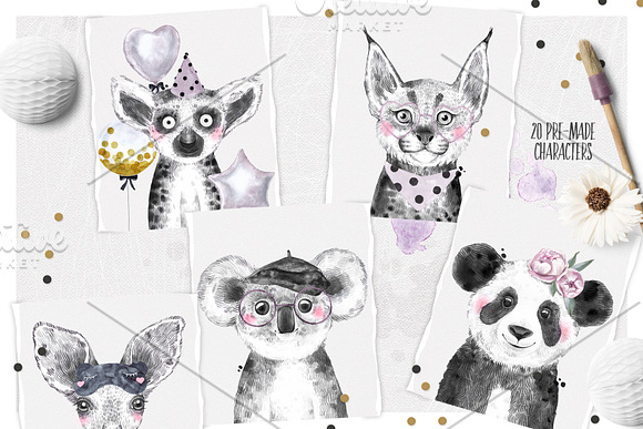 EXOTIC BABIES watercolor set in Illustrations - product preview 5