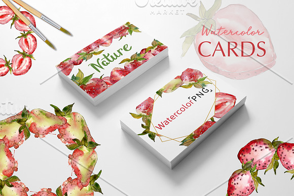 Strawberry Paradise Watercolor png in Illustrations - product preview 1