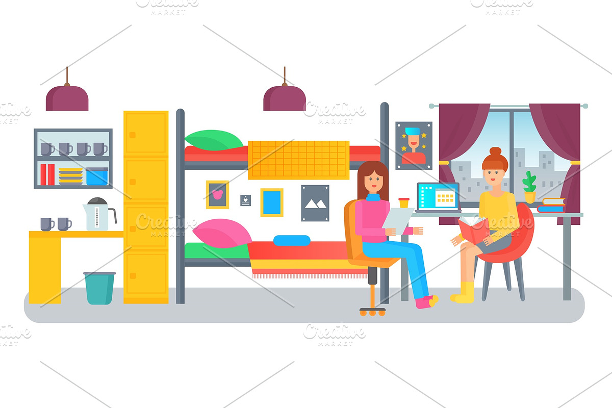 College dormitory room in Illustrations - product preview 8