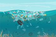 Sea ocean water pollution concept