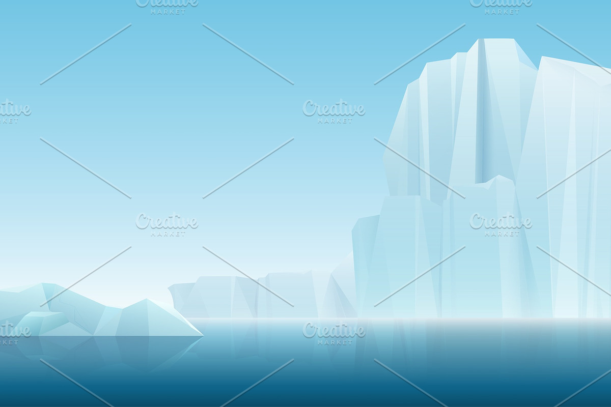 Arctic icebergs mountains landscape in Illustrations - product preview 8