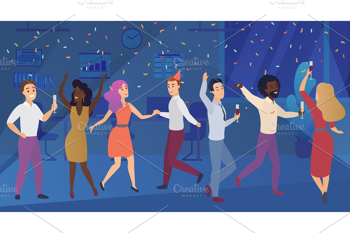 Party celebrating in office in Illustrations - product preview 8
