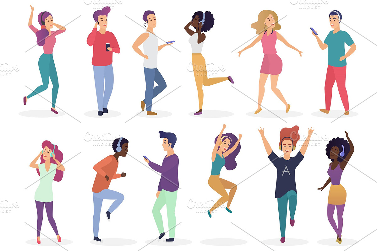 People dancing and listening music in Illustrations - product preview 8