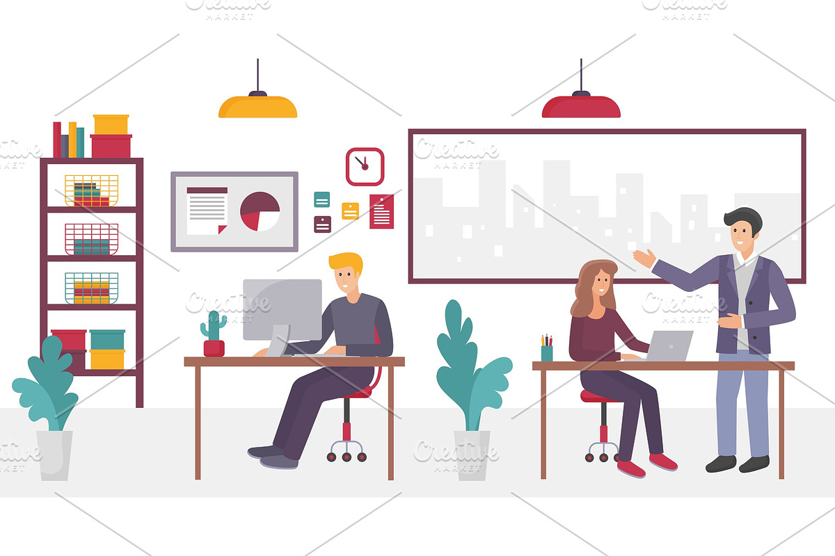 People in creative coworking center in Illustrations - product preview 8