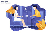 First Date - Vector Illustration