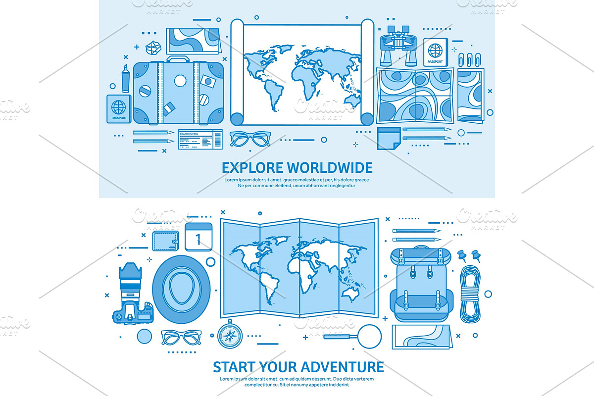 Travel and tourism. World map, earth in Objects - product preview 8