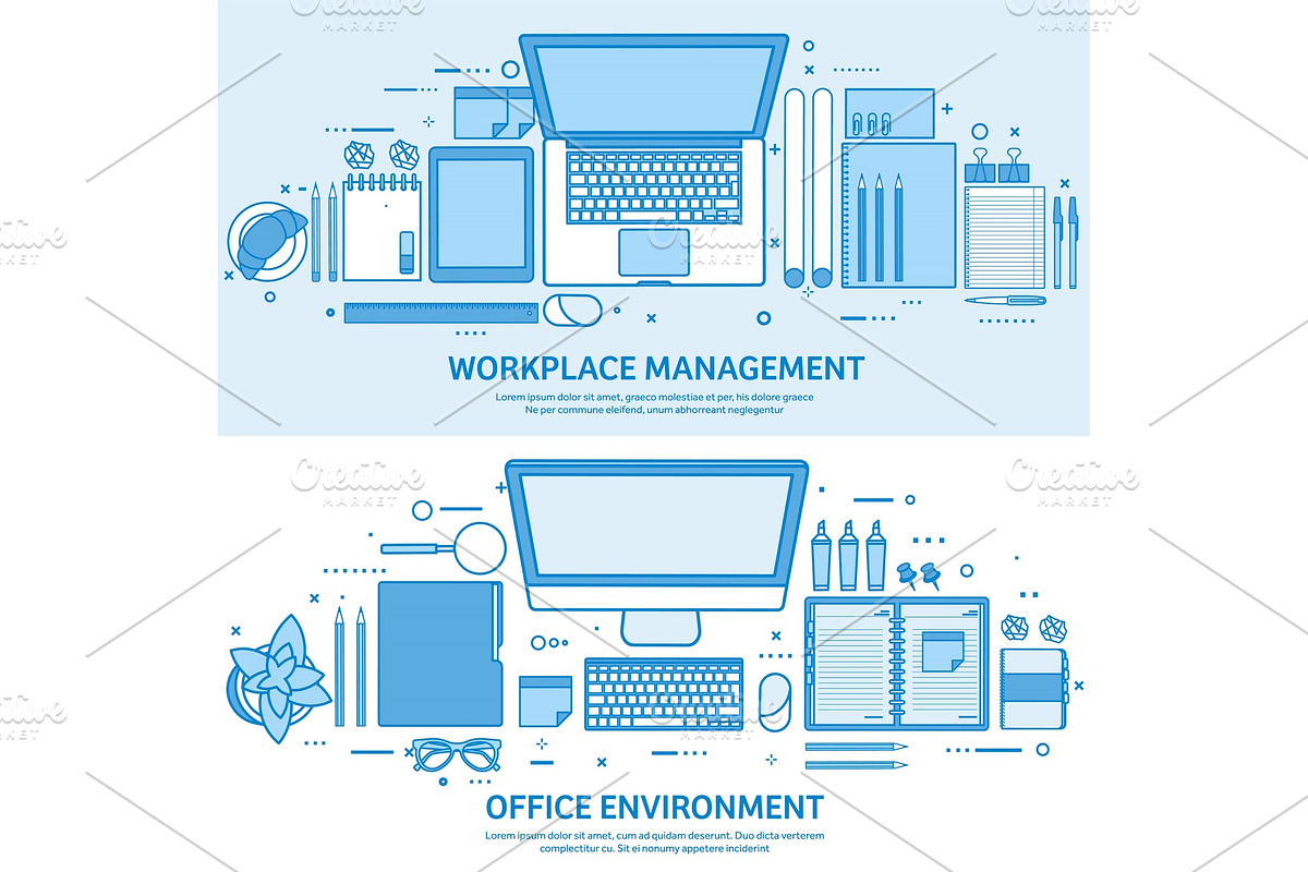 Workplace with computer, laptop in Illustrations - product preview 8