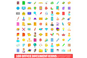 100 office document icons set