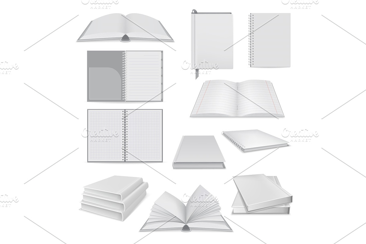 Book notepad mockup set, realistic in Illustrations - product preview 8