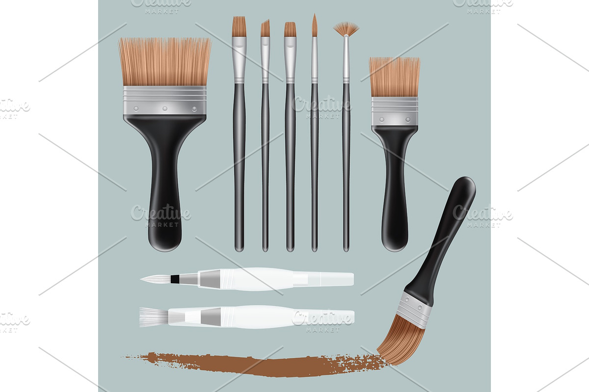 Brush paint mockup set, realistic in Illustrations - product preview 8